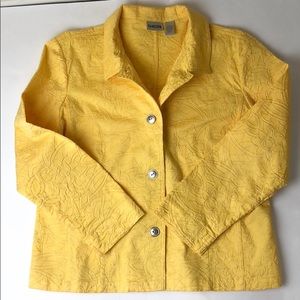 Chicos sunny yellow floral embroidered jacket sz 2